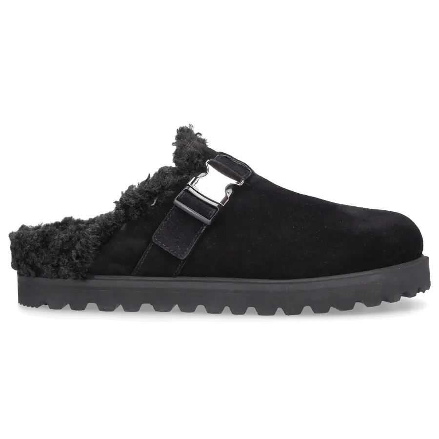 Moncler - Hausschuhe MON MULE Veloursleder - schwarz