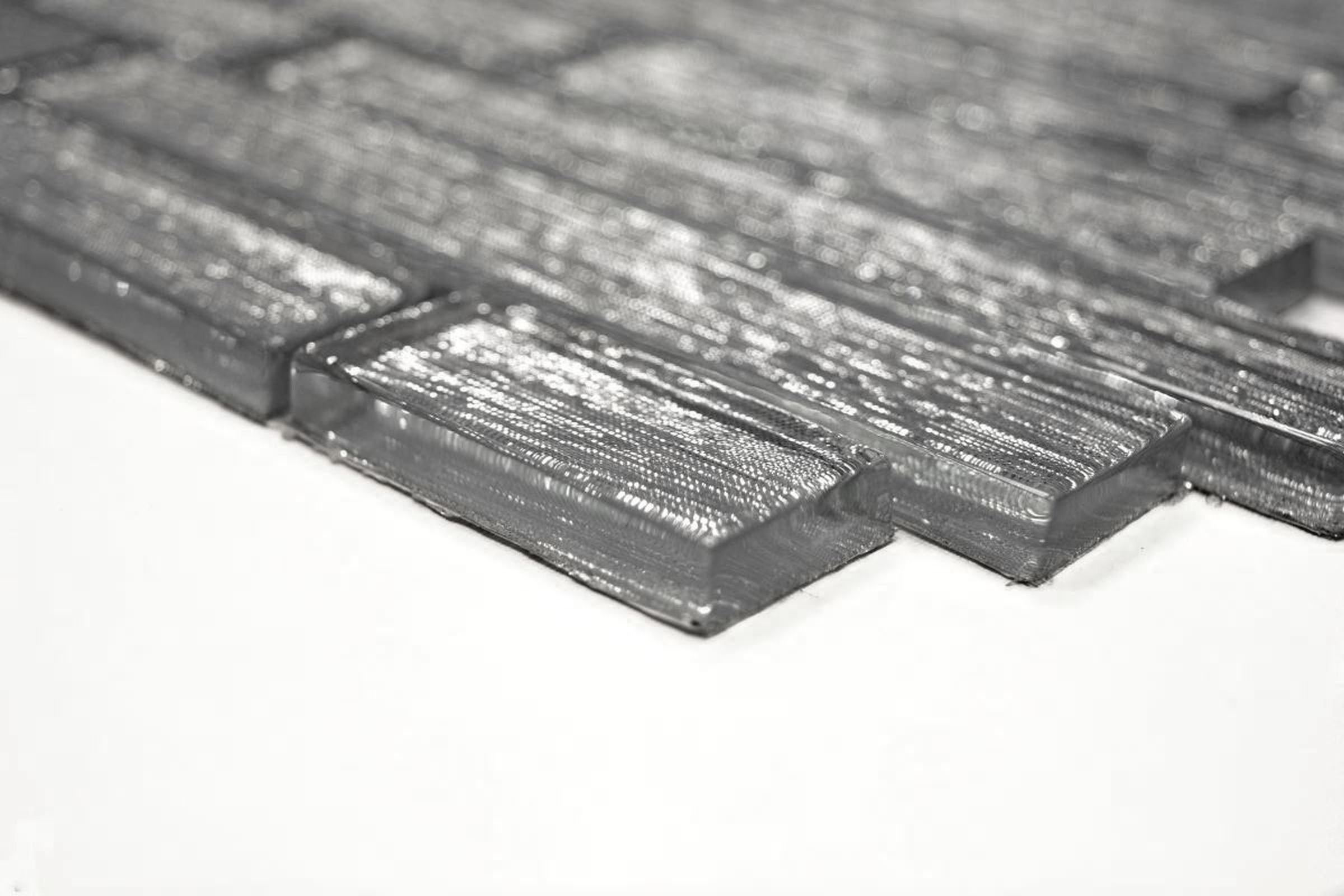 Mosani Mosaikfliesen Glasmosaik silber Mosaikfliese Fliesenspiegel Verbund Glasmosaik