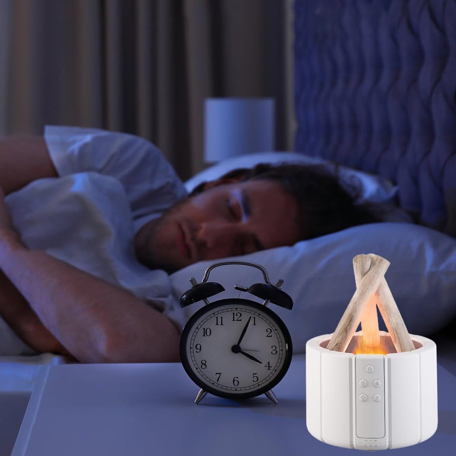 Bedee Diffuser Flame Aroma Diffuser für Ätherische Öle 250ml Lagerfeuer Flammeneffekt, 0,25 l Wassertank, mit 3 Helligkeit Modi, mit Fernbedienung, 3 Timer