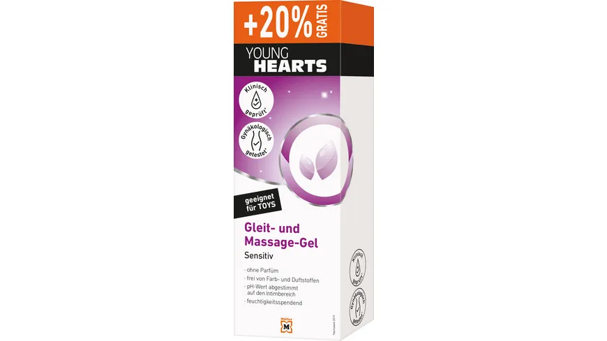 YOUNG HEARTS Gleitgel Sensitiv 20% gratis 120 ml