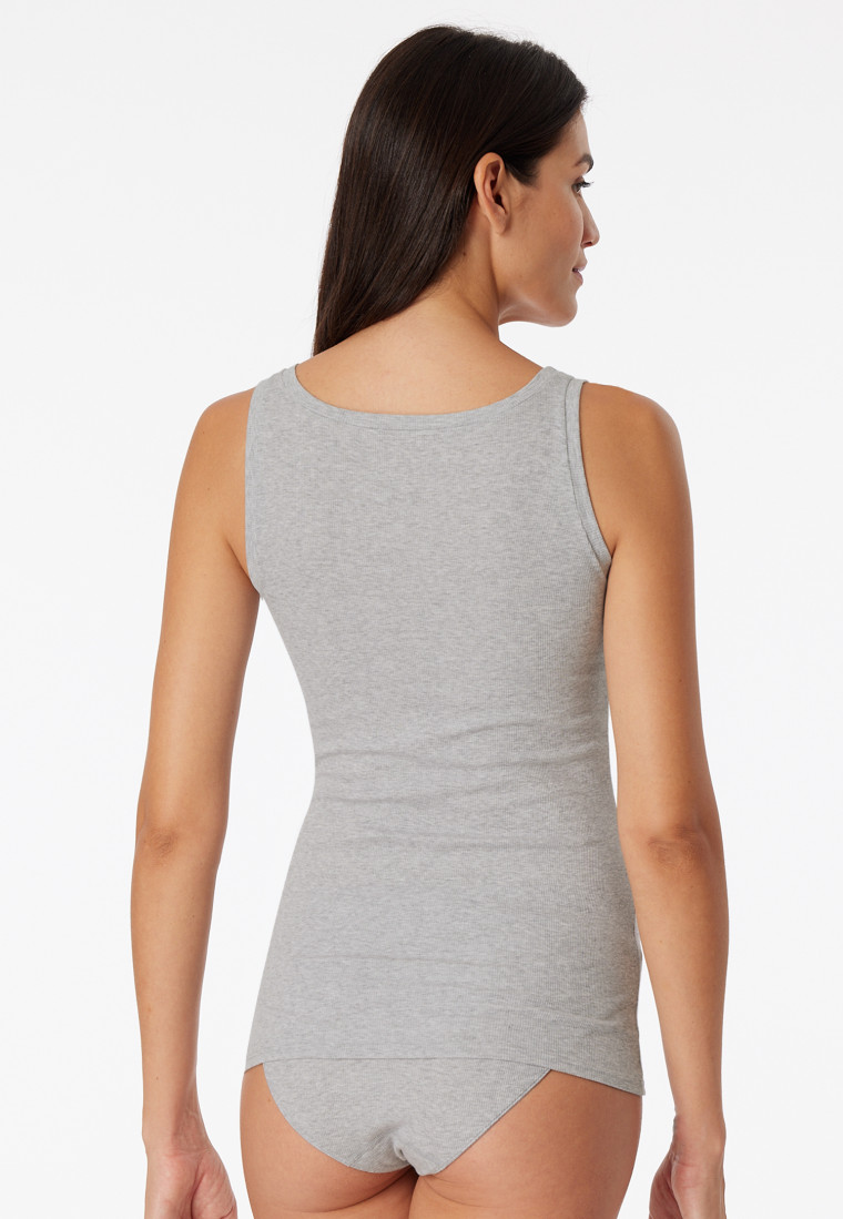 Tanktop Doppelripp Organic Cotton grau meliert - Pure Rib