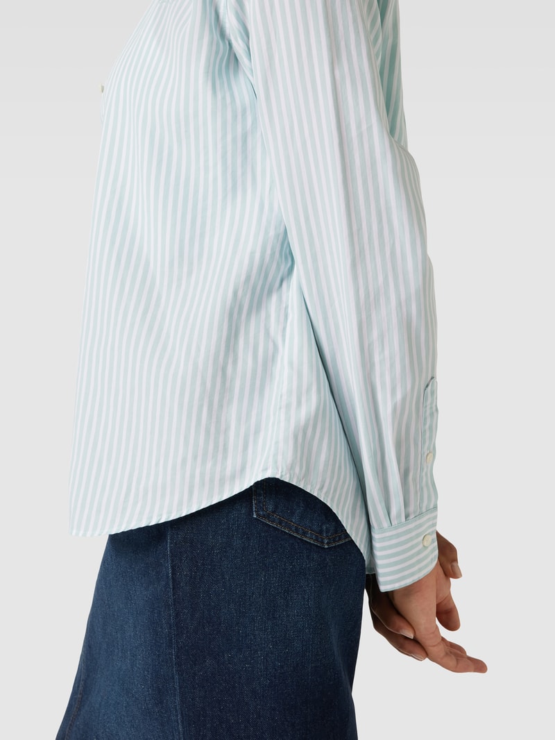 Bluse mit Streifenmuster Modell 'REG POPELINE' in aqua blau