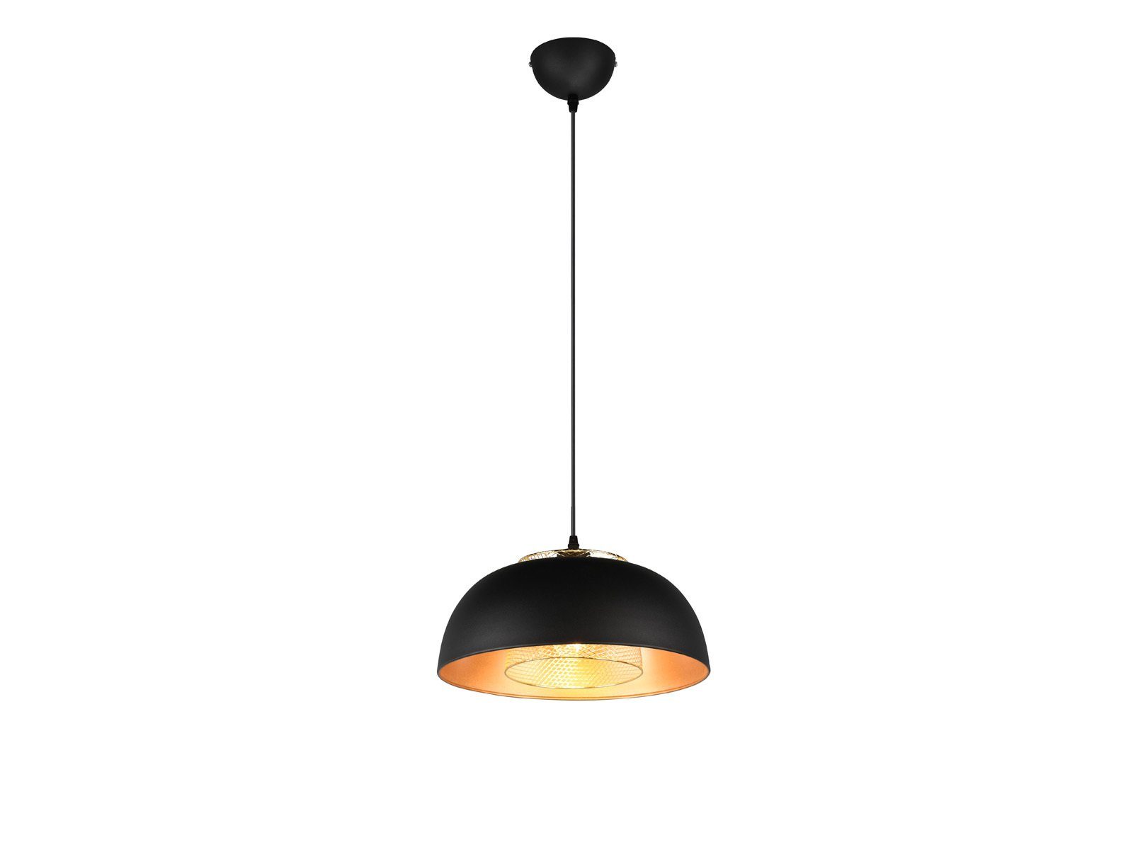 meineWunschleuchte LED Pendelleuchte, Dimmfunktion, LED wechselbar, warmweiß, Designer Esstischlampe einflammig über Kücheninsel Schwarz Gold, 35cm