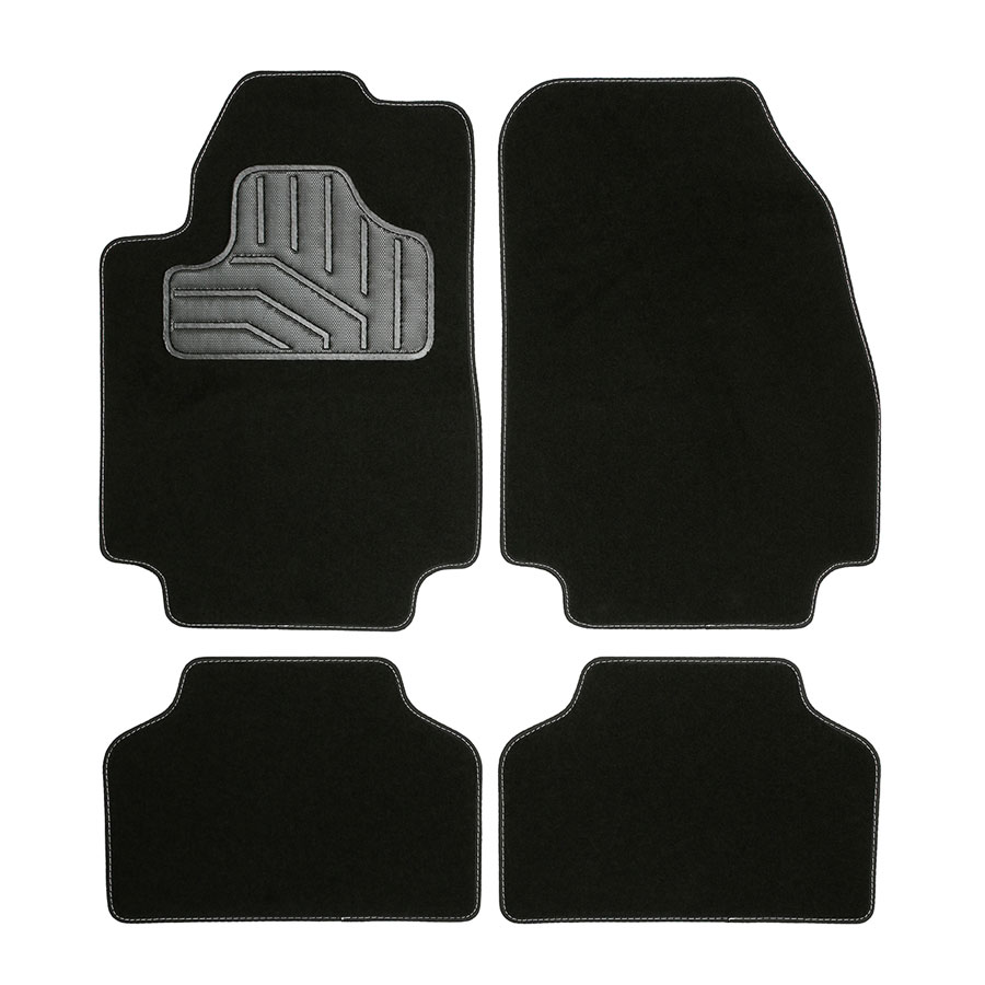 Norauto Universal Autoteppich im 4-teiligen Komplettset, Auto Textil Fußmatten, schwarz - ATU