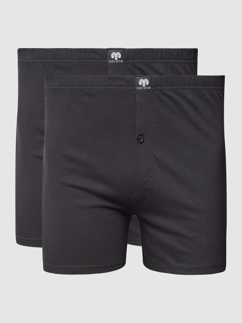 PLUS SIZE Boxershorts mit Label-Patch im 2er-Pack in schwarz