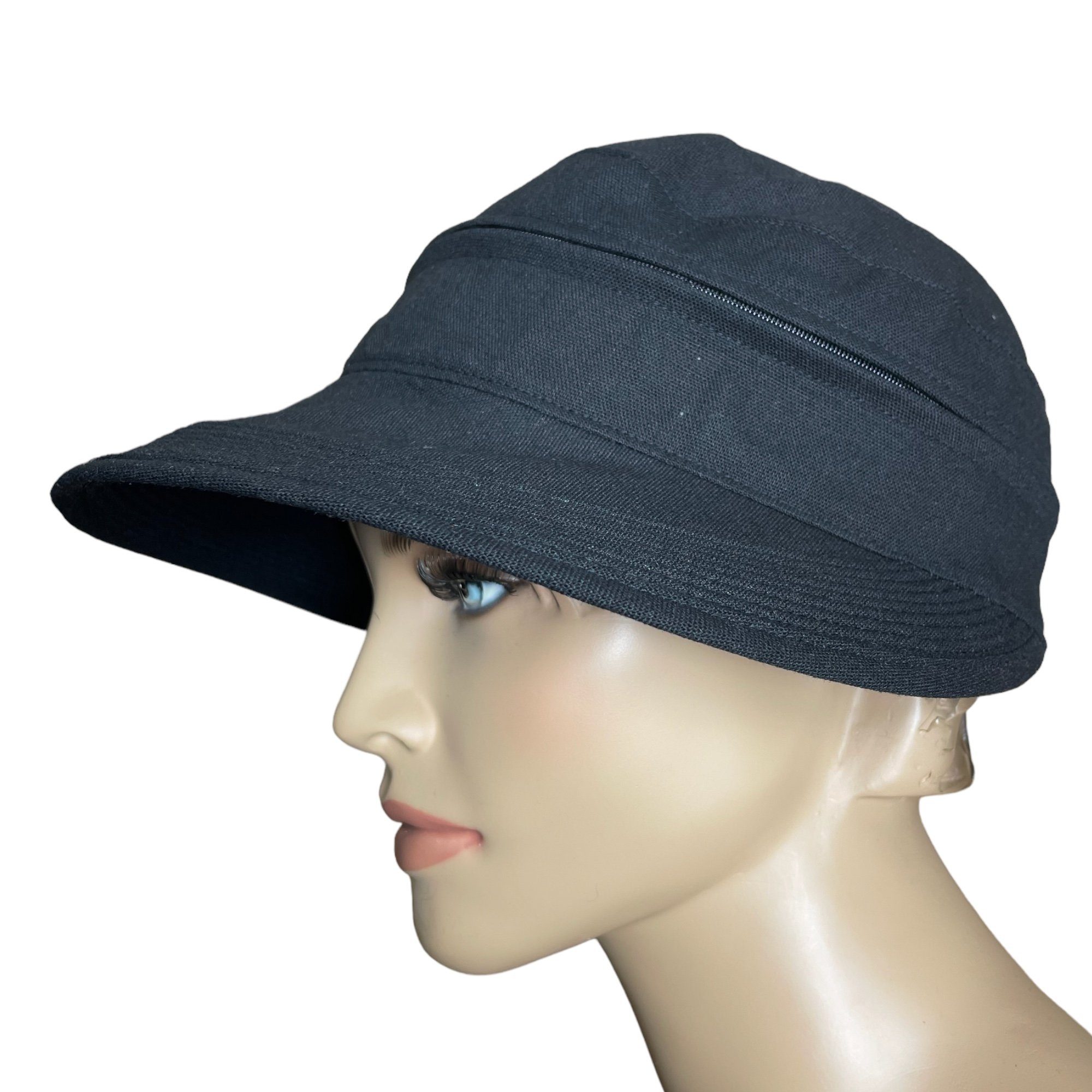 Taschen4life Sonnenhut Visor Cap 2in1 Sonnencap Basecap & Sonnencap in Einem, unisex, aus Leinen