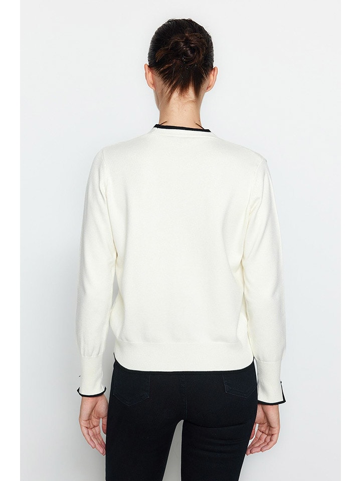 trendyol Cardigan in Creme/ Schwarz günstig kaufen