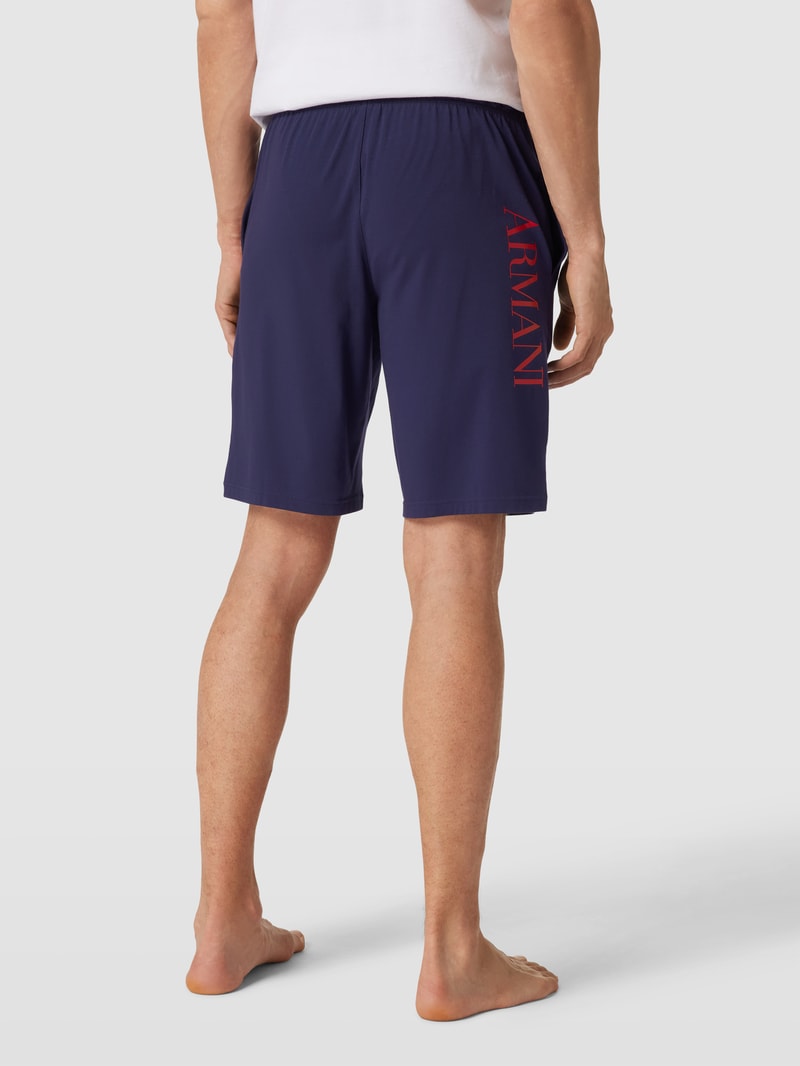Pyjama-Hose mit Label-Print Modell 'SHINY' in dunkelblau