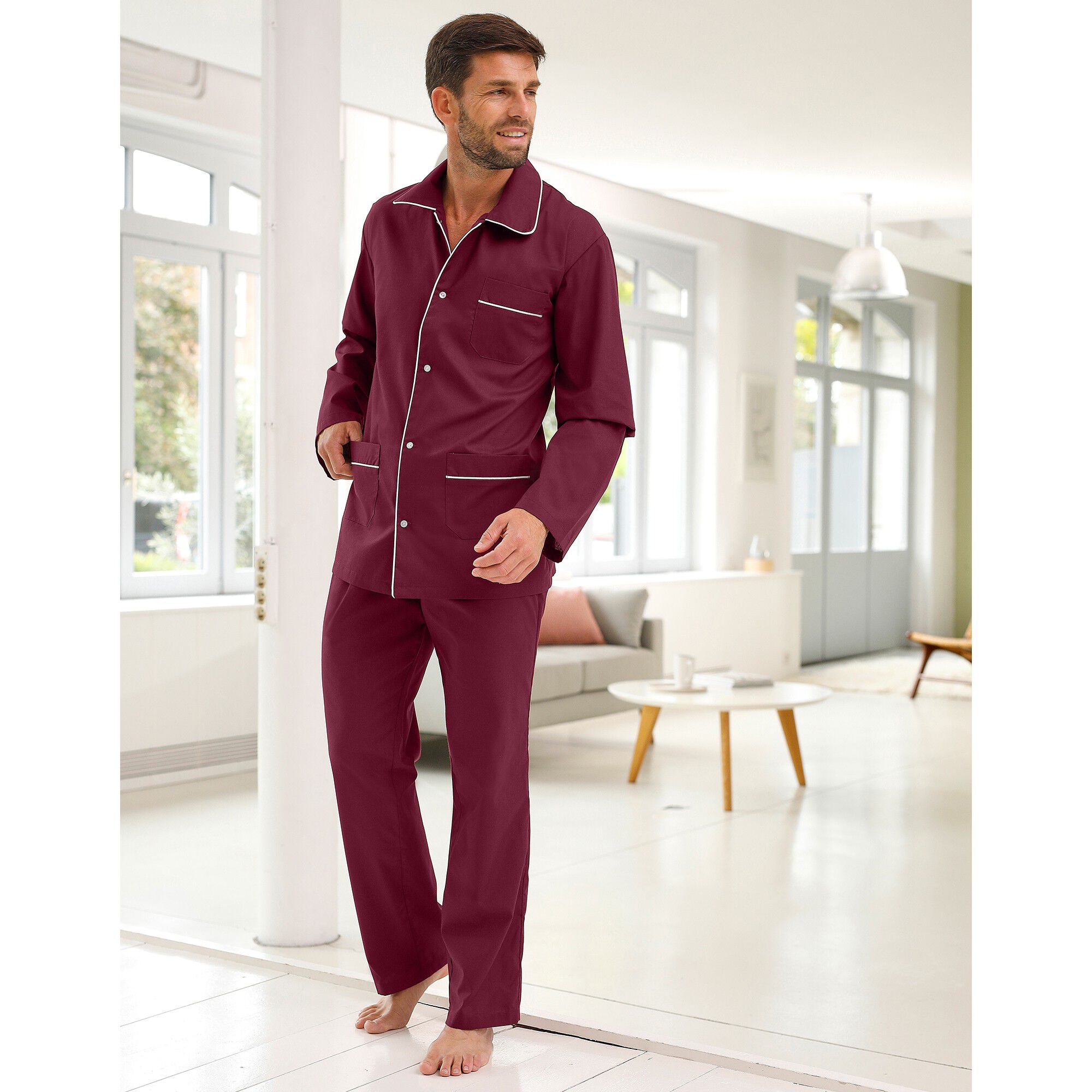 Pyjama uni popeline polyester/coton