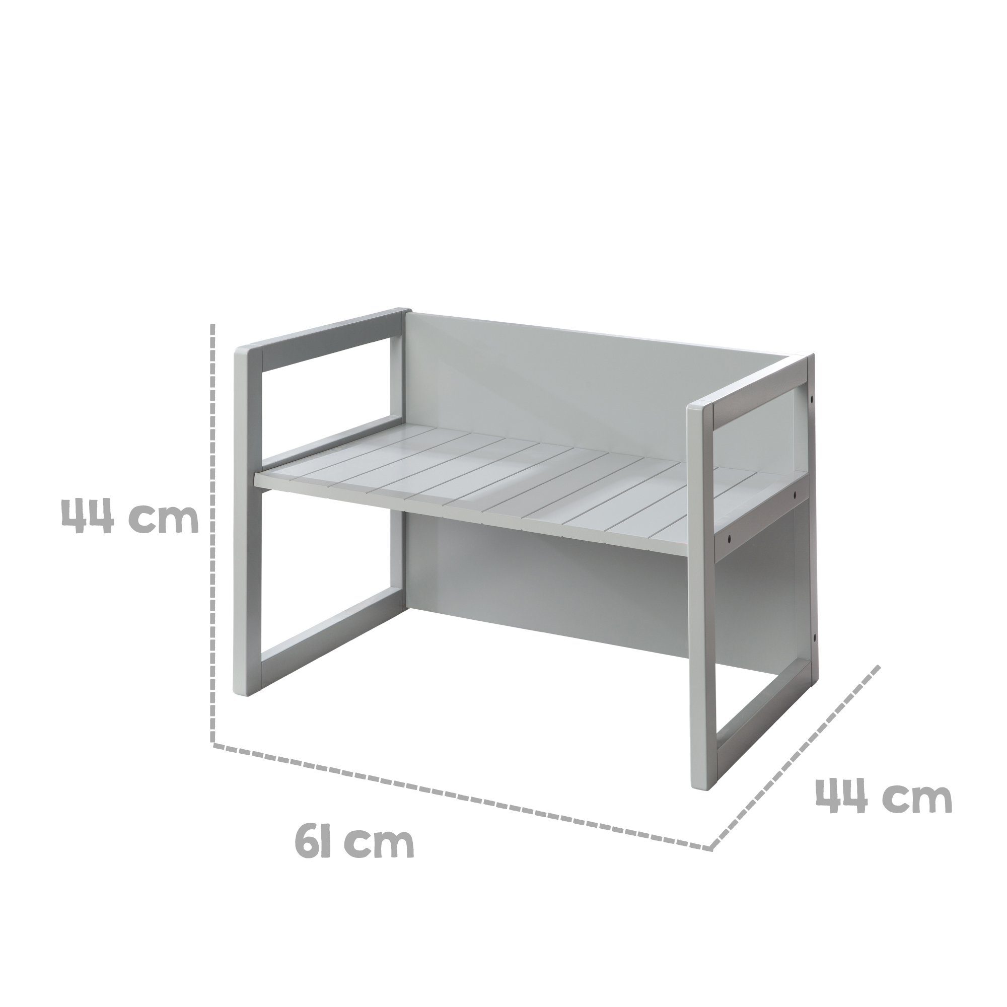 roba® Kindersitzgruppe Sitzset im Landhausstil für Kinder, 2 Hocker & eine zum Tisch umwandelbarer Kinderbank