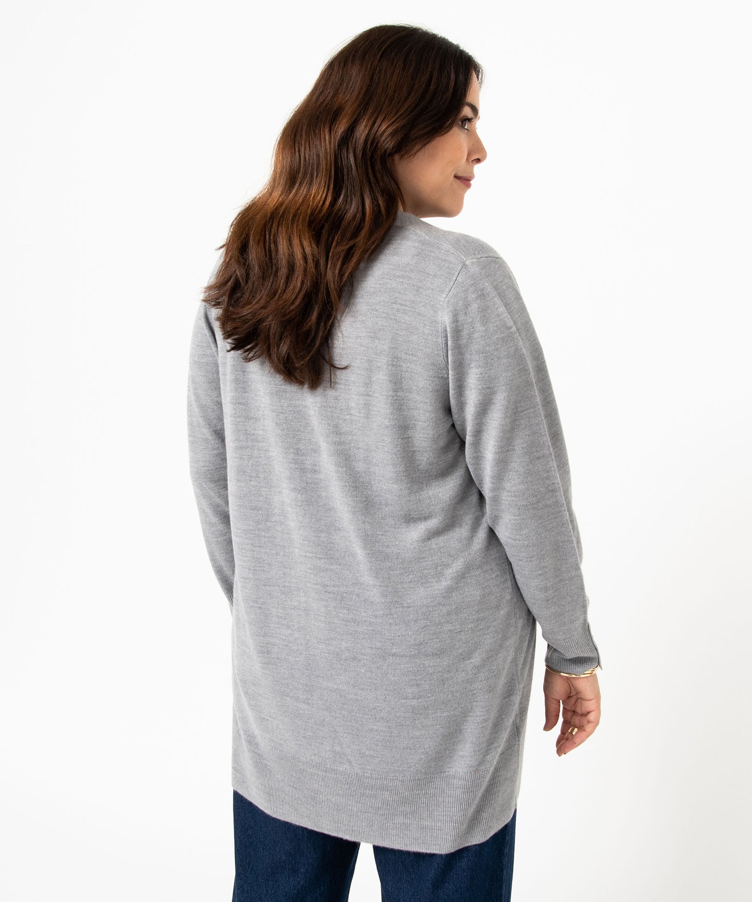Gilet femme grande taille coupe longue gris | GEMO