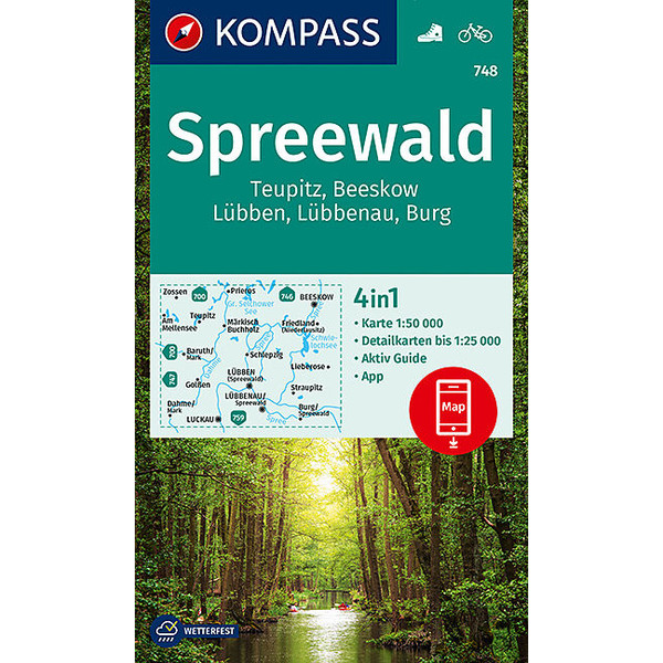 SPREEWALD, TEUPITZ, BEESKOW, LÜBBEN, LÜBBENAU, BURG 1:50 000 - Wanderkarte
