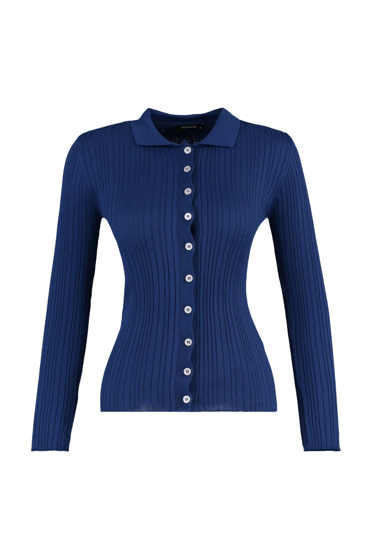 Trendyol Collection  Marineblauer Strickcardigan mit Polokragen TWOAW20HI0070