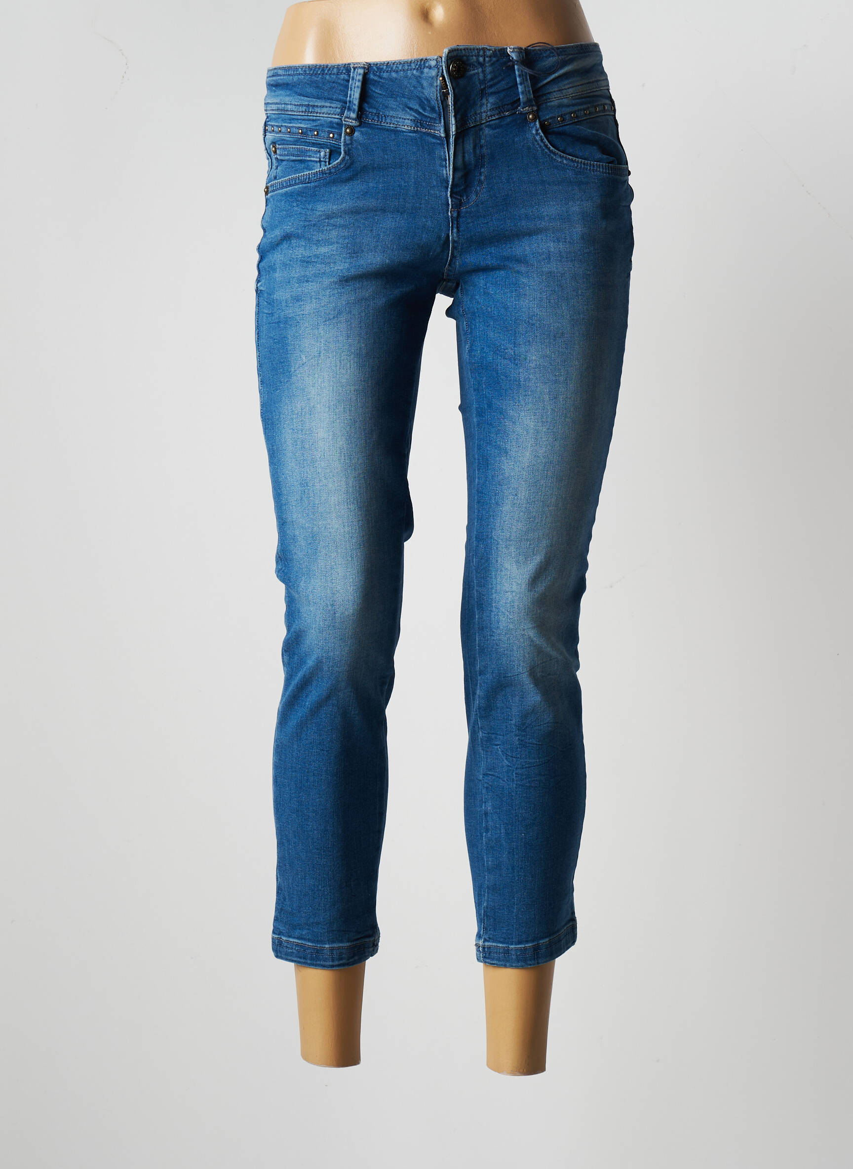 Freeman T Porter Jeans Coupe Slim Femme couleur bleu