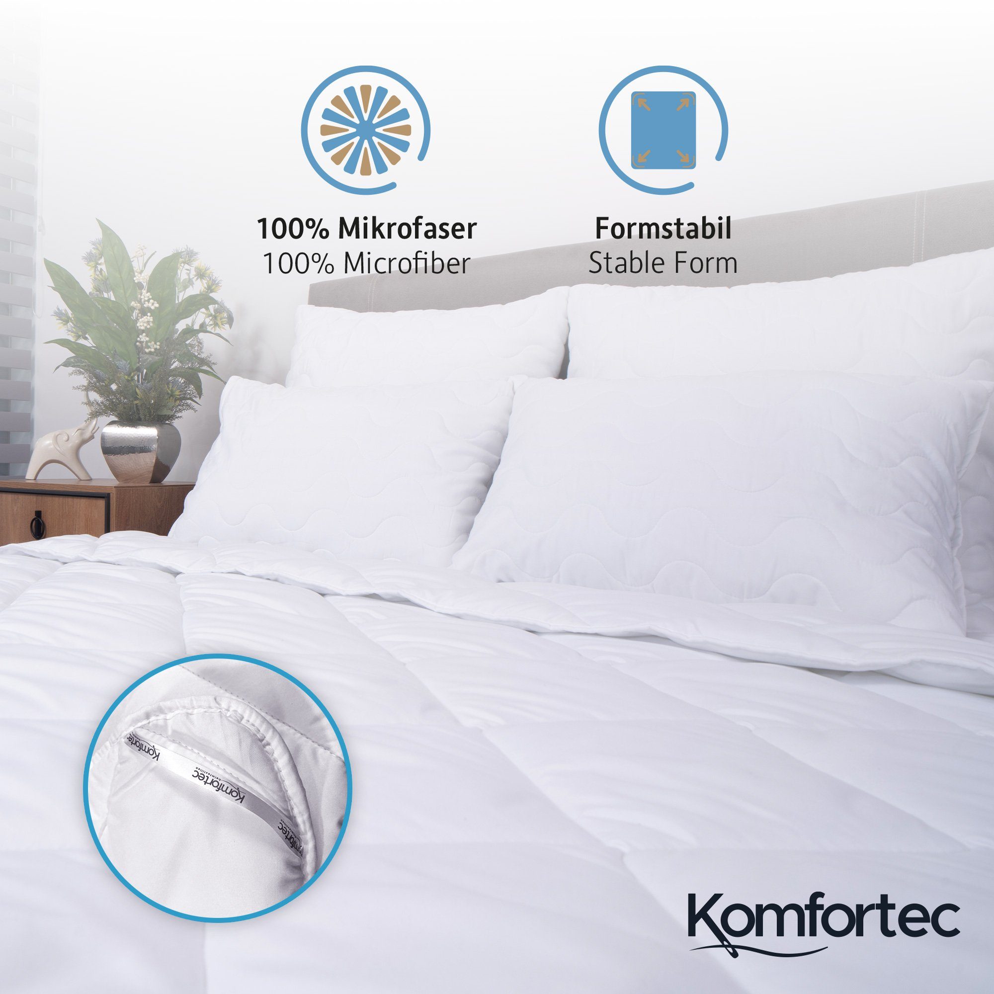 Microfaserbettdecke, Bettdecke, Komfortec, Füllung: 100% Silikonfaser, Bezug: 100% Mikrofaser, Wärmeklassen: 4-Jahreszeiten, Sommer, Ganzjahres -und Winterbettdecke
