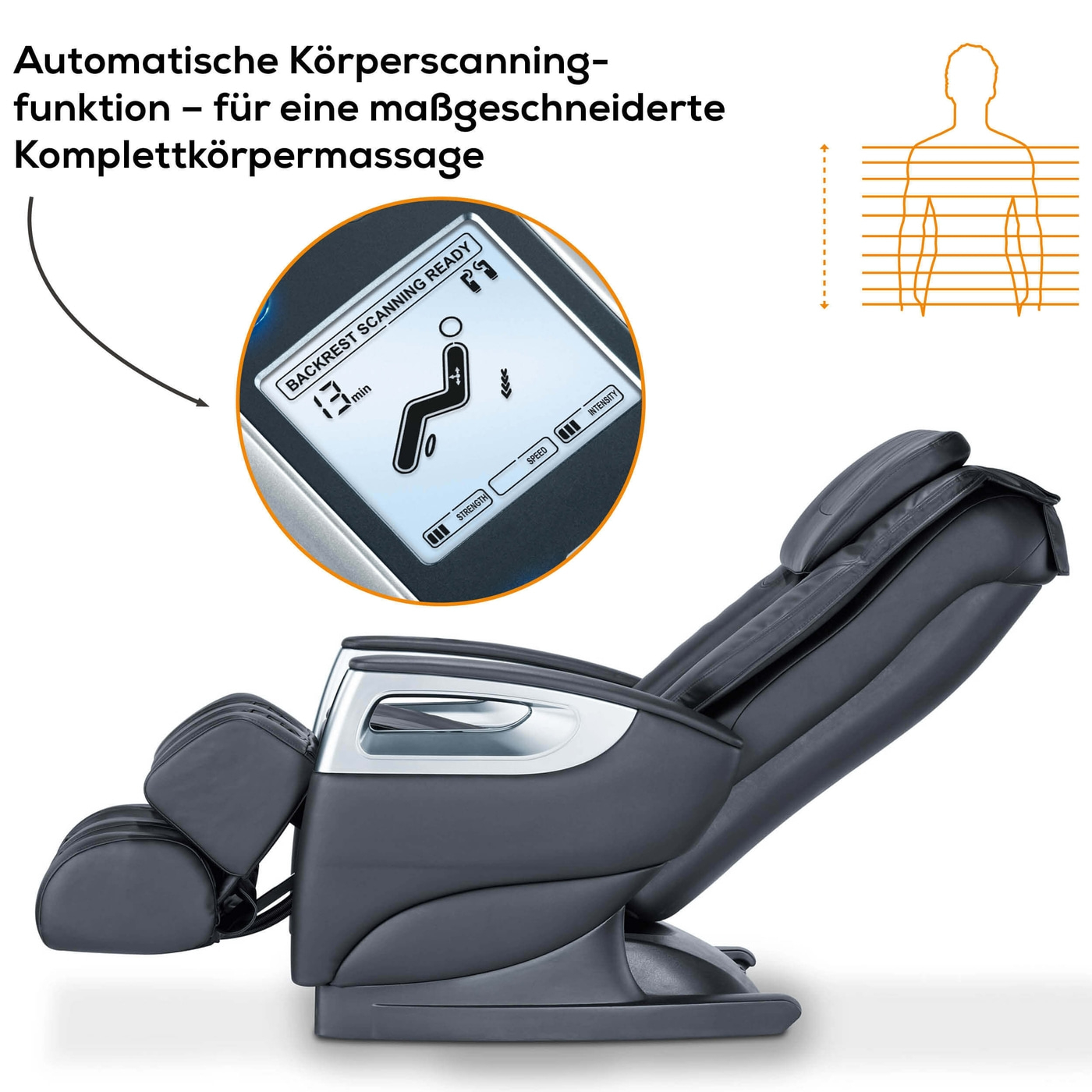 Beurer Shiatsu-Massagesessel MC 5000 HCT-deluxe-Ganzkörpermassagesessel mit 5 individuell wählbaren Massagearten & Körperscanning
