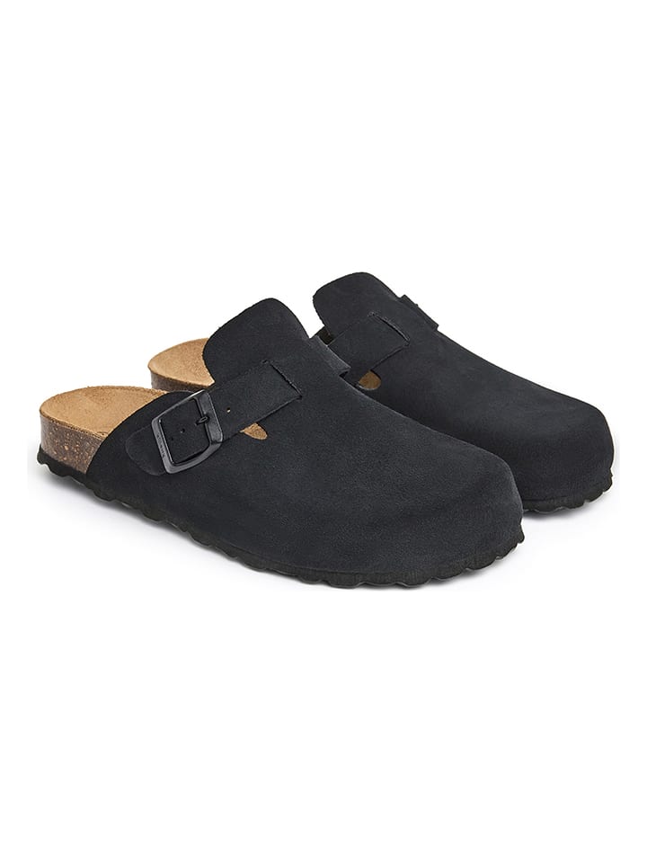 billowy Leder-Clogs in Schwarz günstig kaufen
