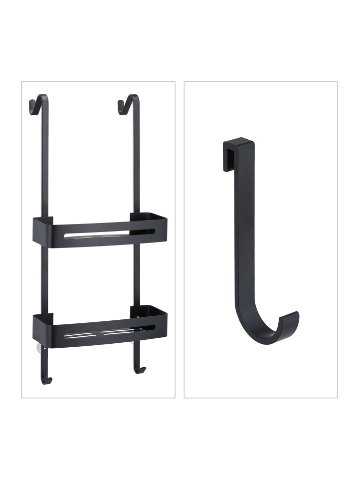 relaxdays Duschablage in Schwarz - (B)33 x (H)72,5 x (T)23 cm günstig kaufen onesize