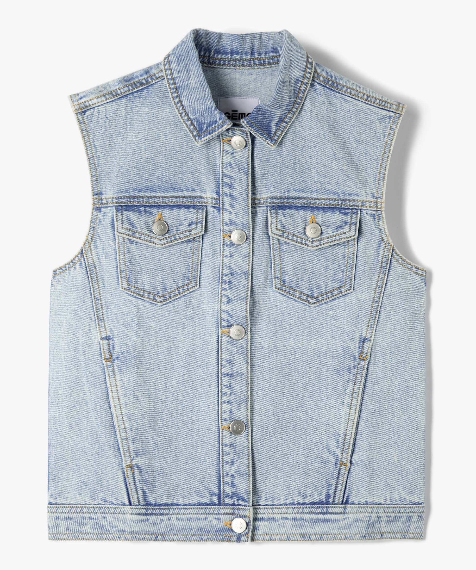 Veste en jean fille sans manches délavé stone | GEMO