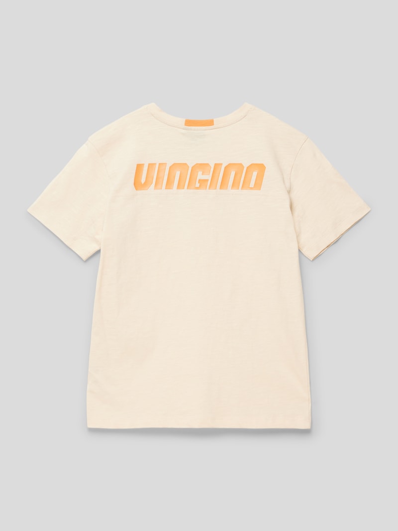 T-Shirt mit Label-Print in ecru