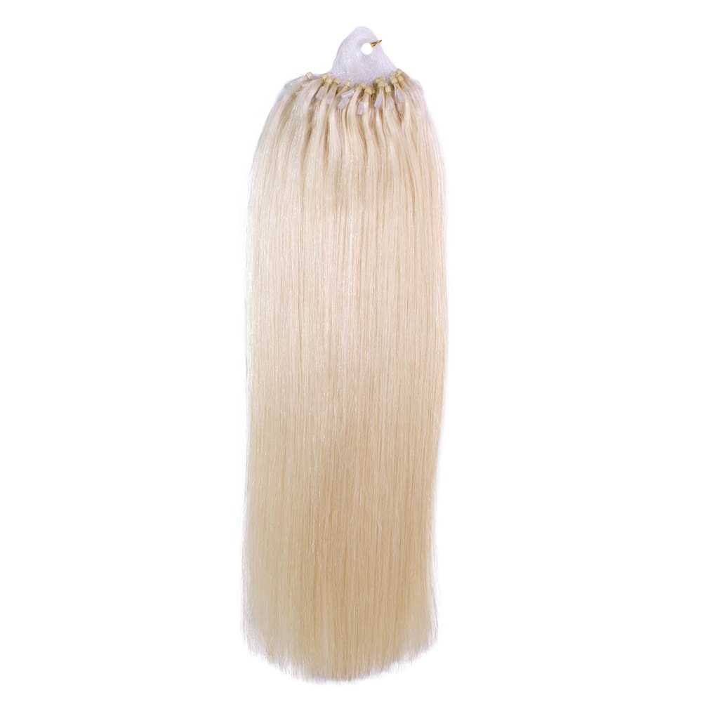 hair2heart Extensions à froid Microring Premium cheveux naturels #60 Blond clair 0.5g extensions