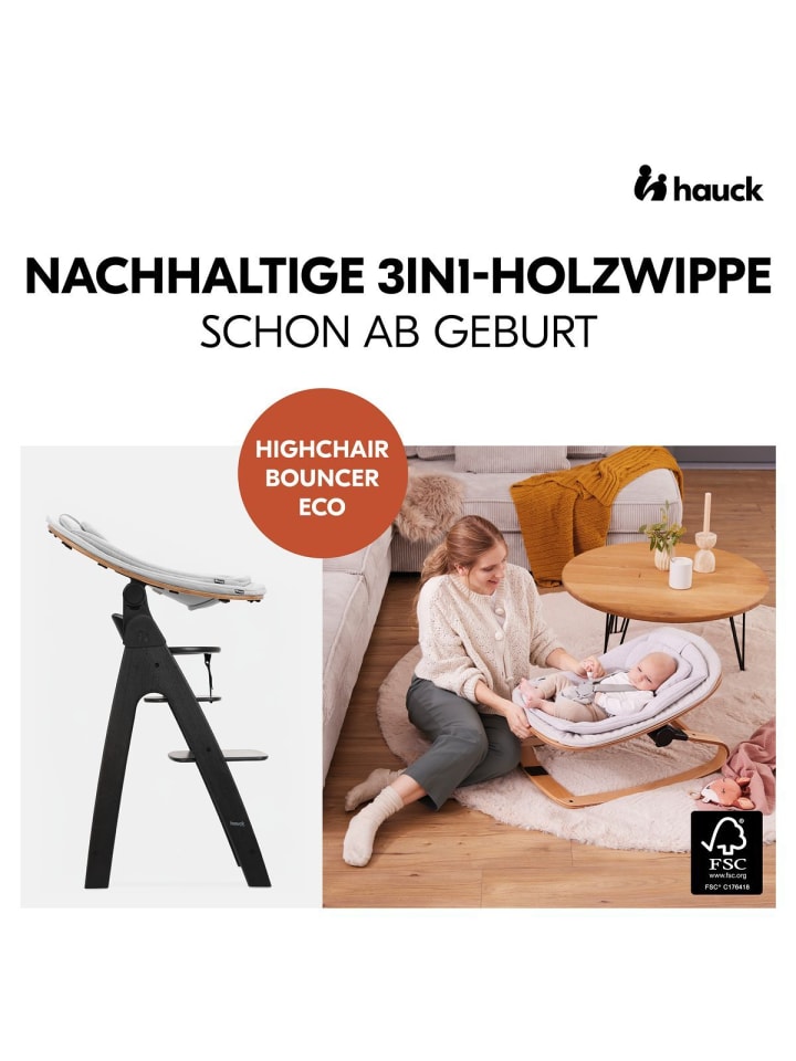 Hauck Arketa Beech 4-tlg. Newborn Set Eco - Hochstuhl in schwarz,grau günstig kaufen onesize
