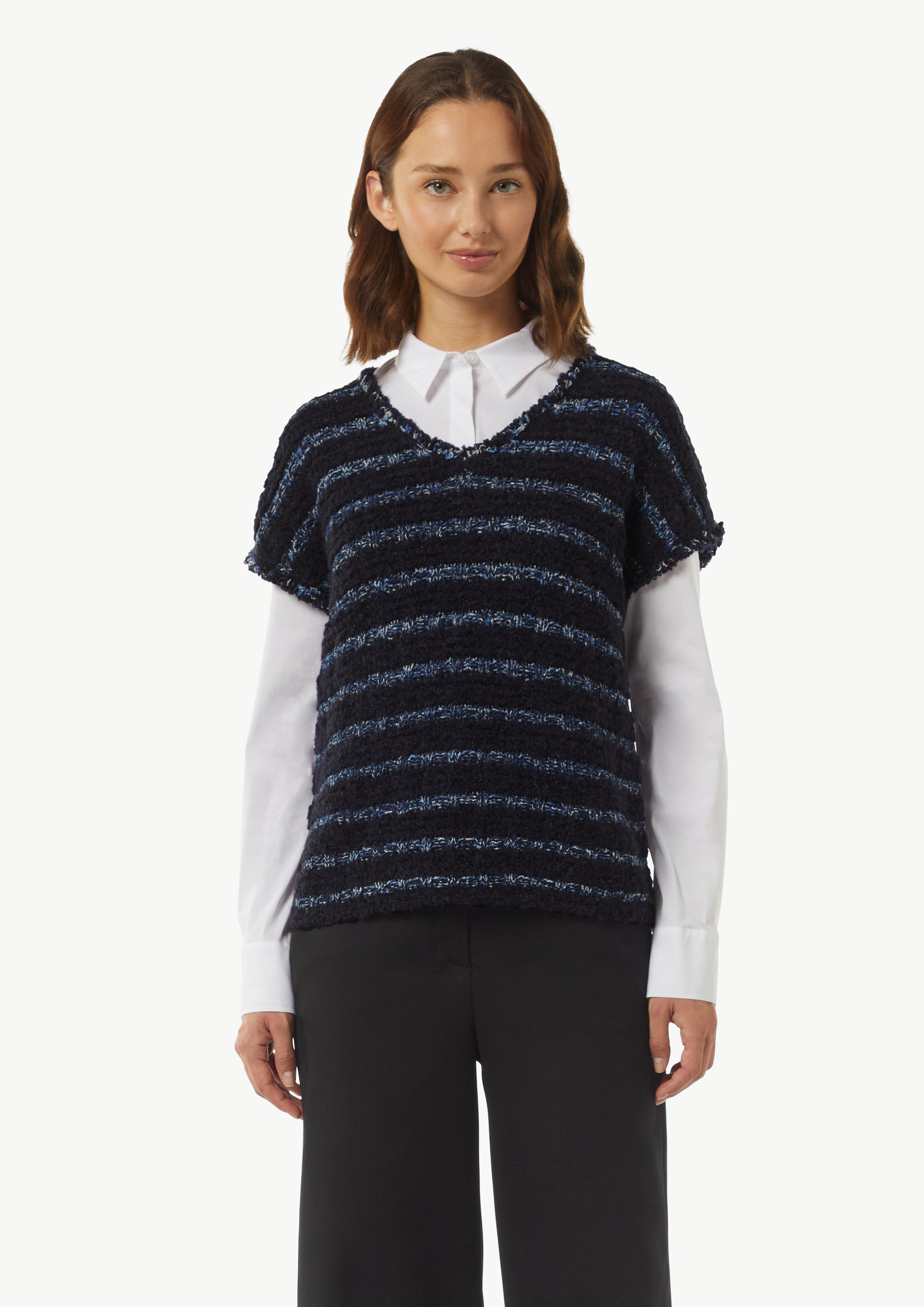 Strickpullunder aus Effektgarn mit Fransen - navy