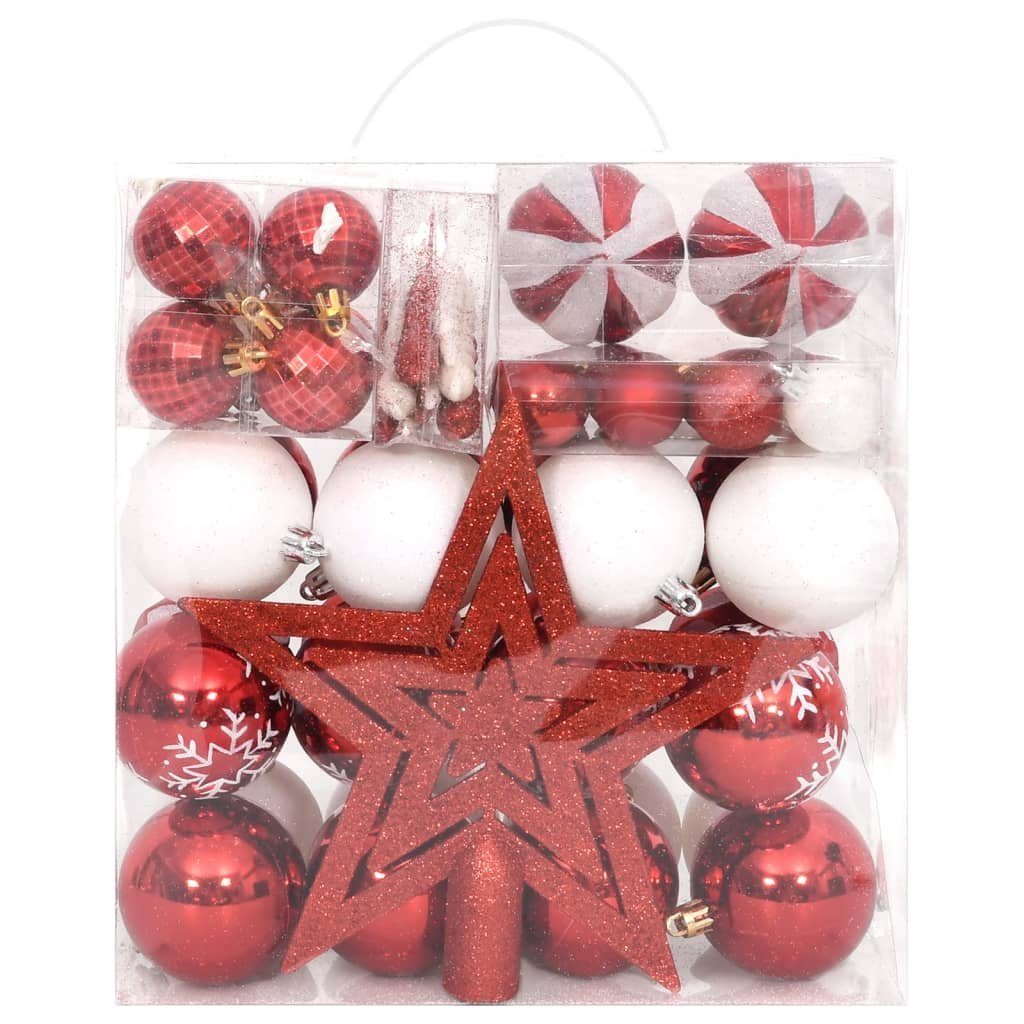 vidaXL Christbaumschmuck 64-tlg. Weihnachtskugel-Set Rot und Weiß (1-tlg)