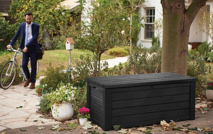 Keter Eastwood Auflagenbox, wetterbeständig - 570L - Grau Holzoptik