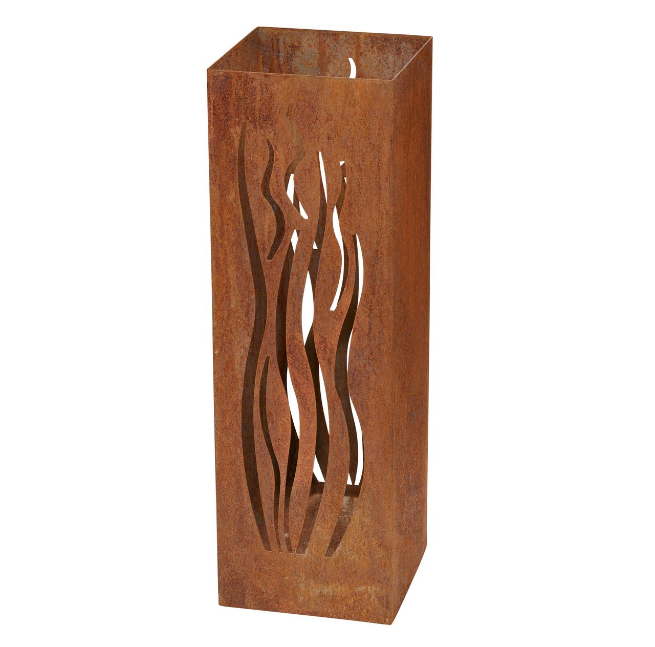Weles Feuersäule,16 x 16 x 50 cm Design Flammen, Edelrost