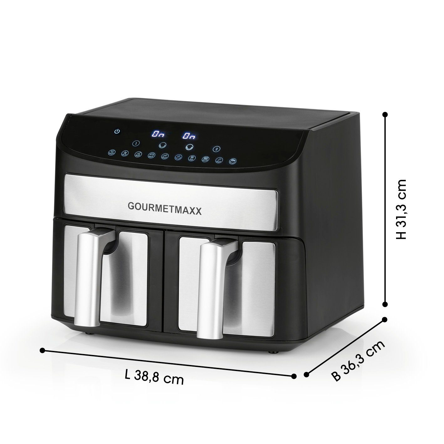 GOURMETmaxx Heißluftfritteuse Doppelkammer 7L, 2400,00 W, 2 x 3,5L Doppelkorb