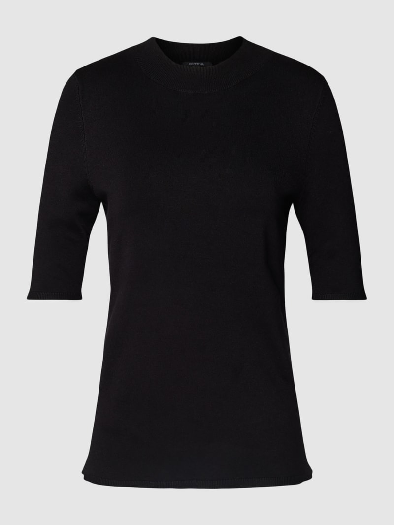 Strickshirt mit Rundhalsausschnitt in schwarz