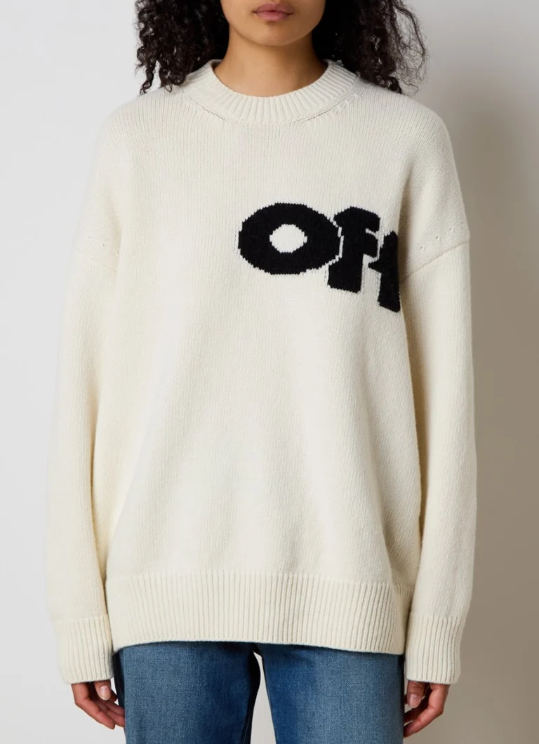 Off-White  Intarsio fijngebreide trui in wolblend met ingebreid logo