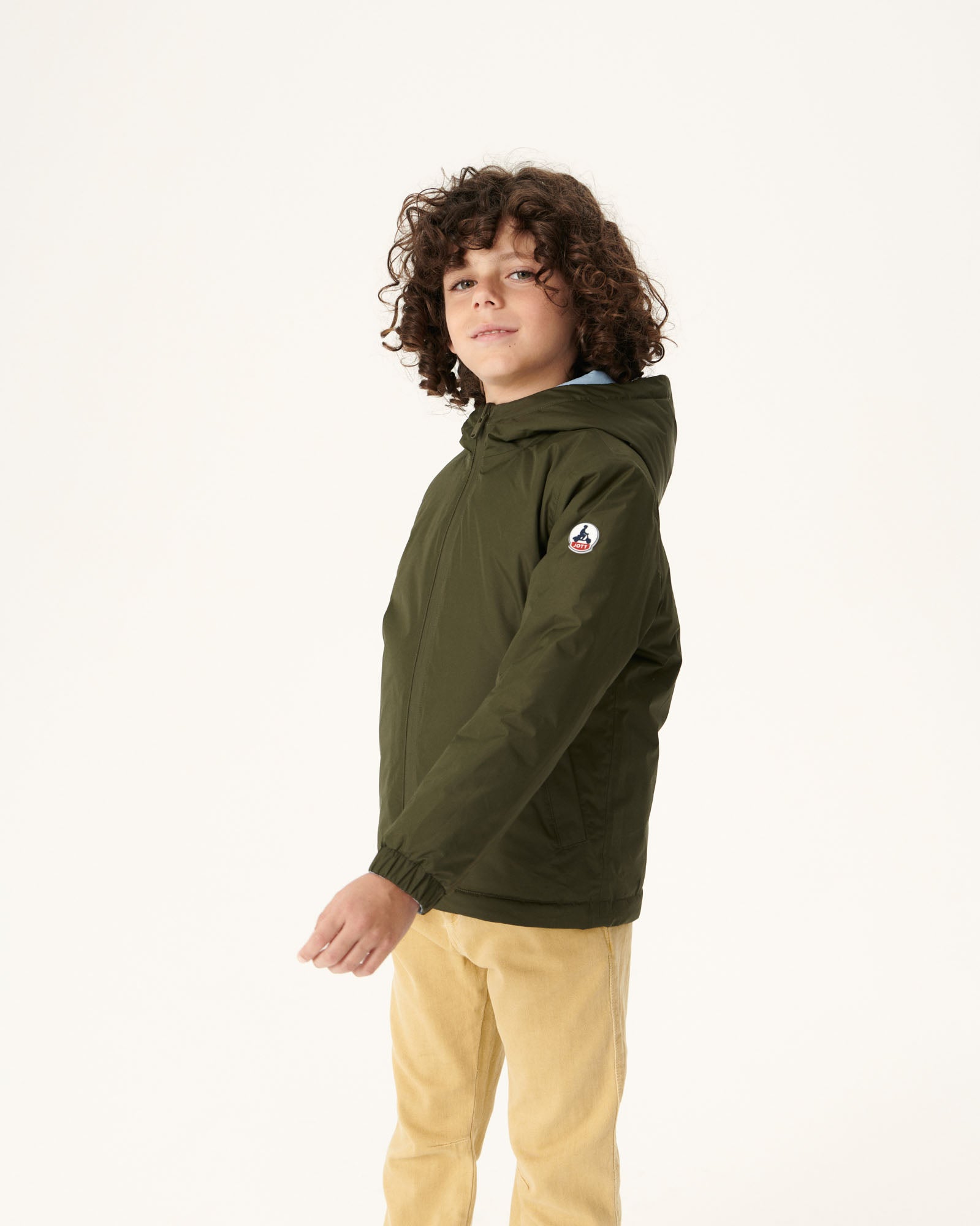 Doudoune Ultralight réversible à capuche Army/Bleu clair enfant Rosso