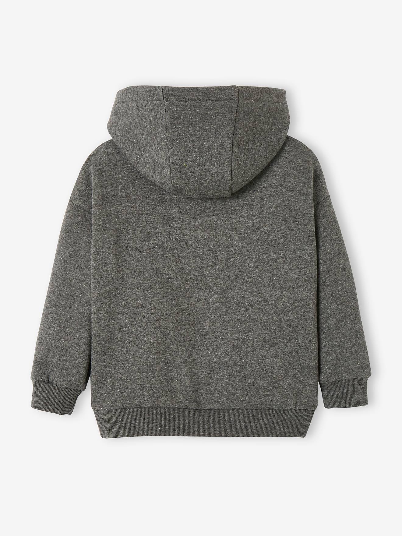 Sweat à capuche sport garçon personnalisable gris fonce
