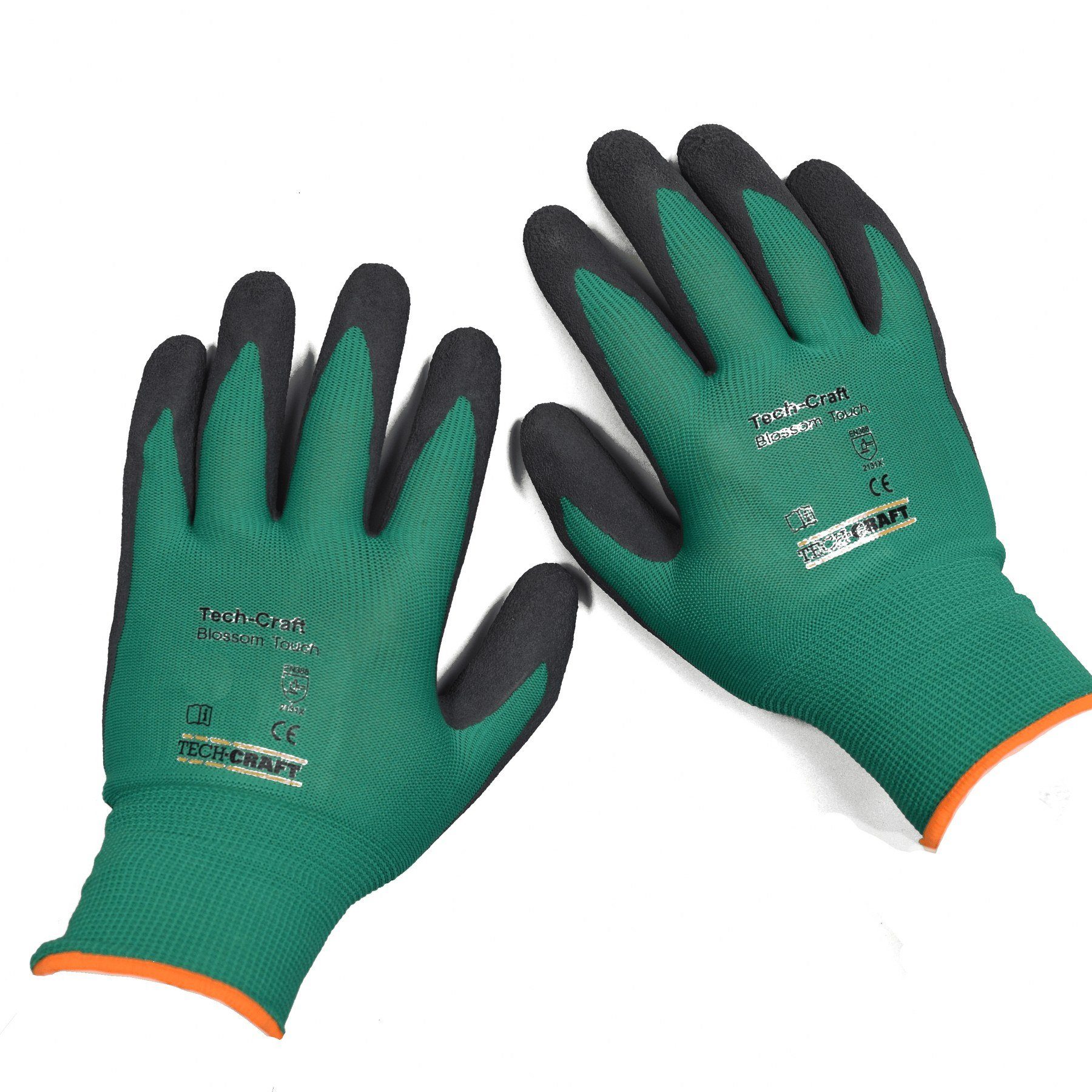 TECH-CRAFT Gartenhandschuhe Gartenhandschuhe Blossom Touch Gr. 8 (3er Set, 3 Paar) Touchscreen-Finger