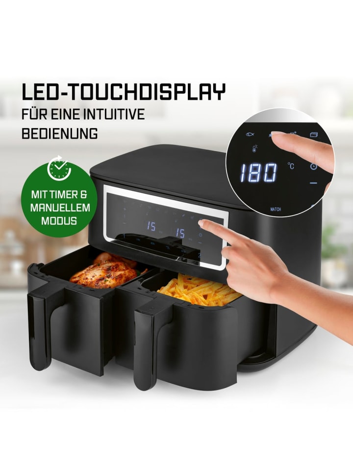 Gourmetmaxx GOURMETmaxx Doppelkammer-Heißluftfritteuse 2 x 4 L - Touch, Timer, 10 Programme günstig kaufen onesize
