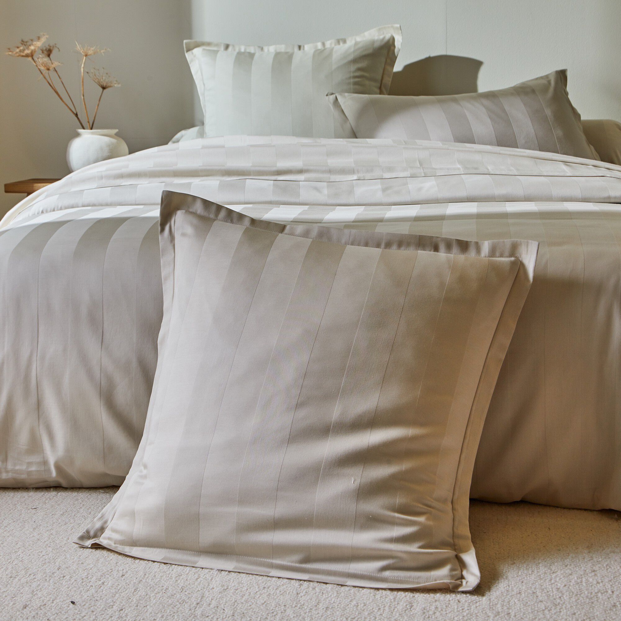 Linge de lit satin rayé