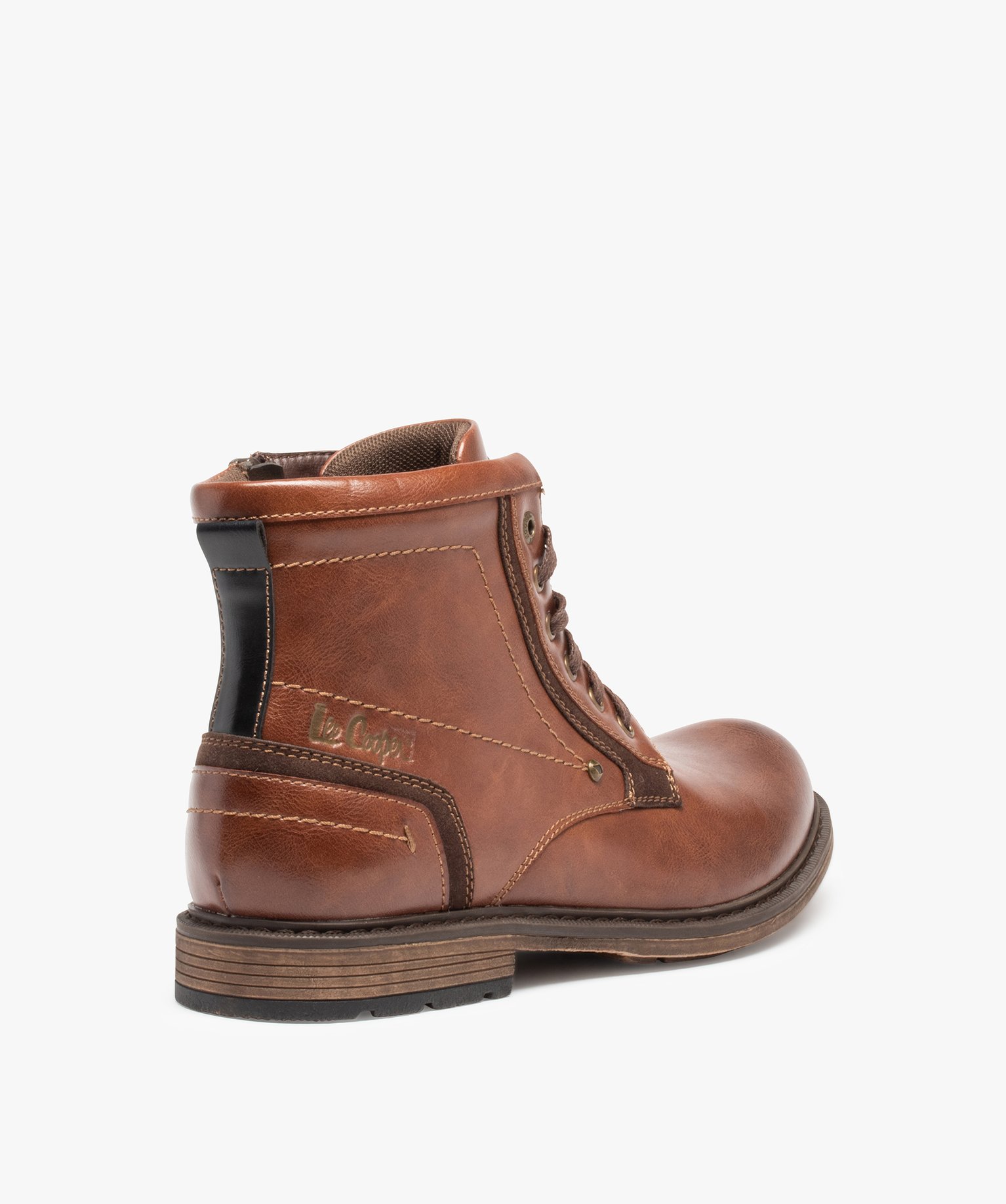 Boots homme unies à lacets fermeture zippée – Lee Cooper marron | GEMO