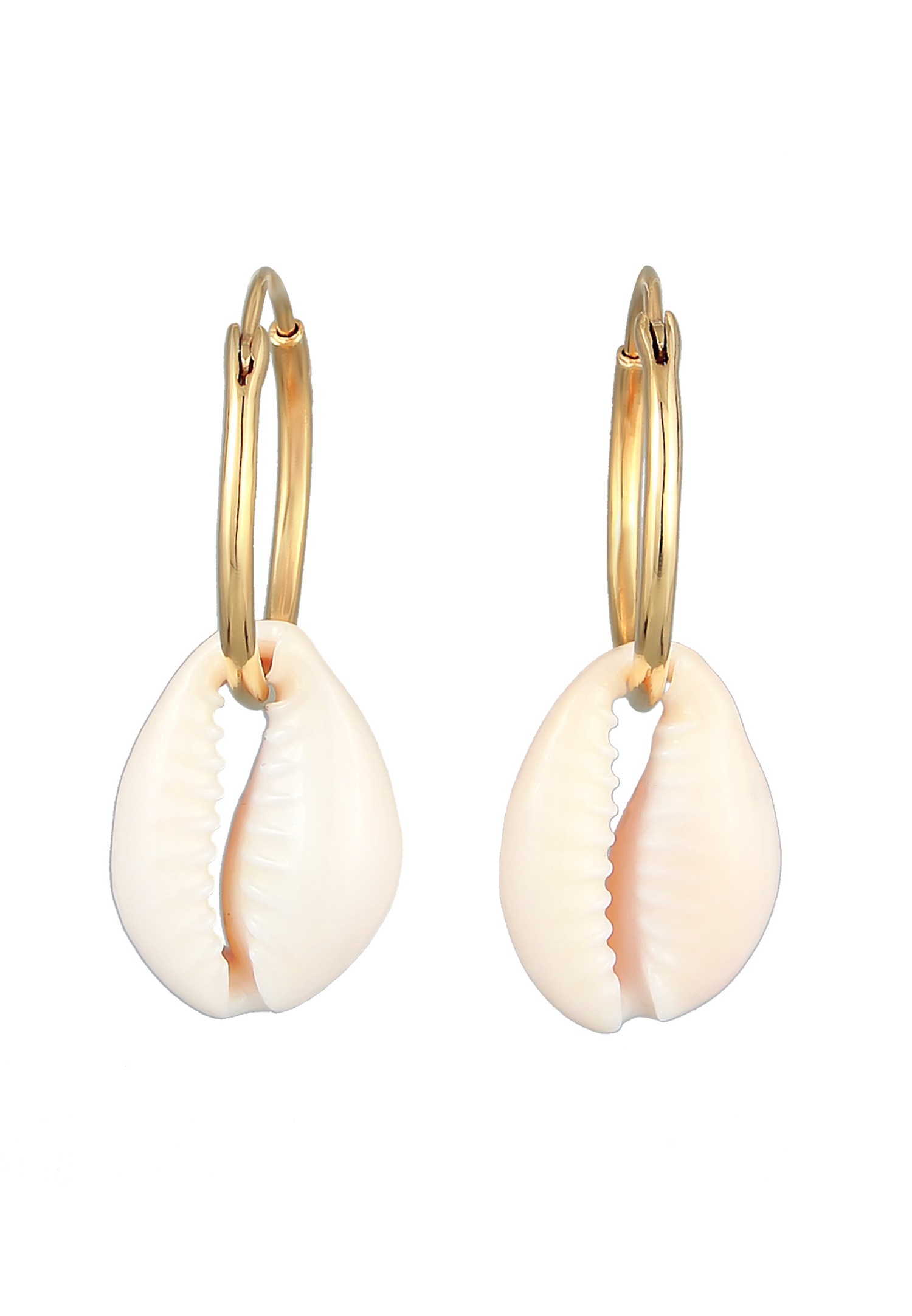 Elli ženske moderne naušnice s obručem i školjkom Cowrie od 925 sterling srebra, pozlaćene zlatom
