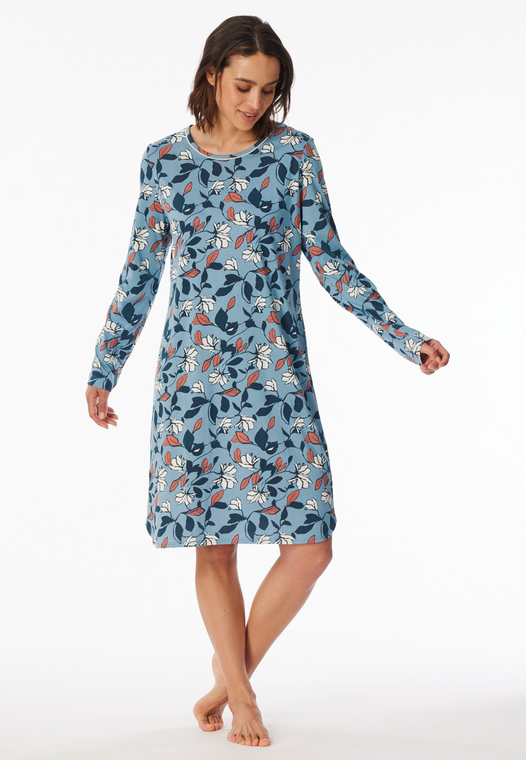 Nachthemd langarm Blumen mehrfarbig bedruckt - Comfort Nightwear