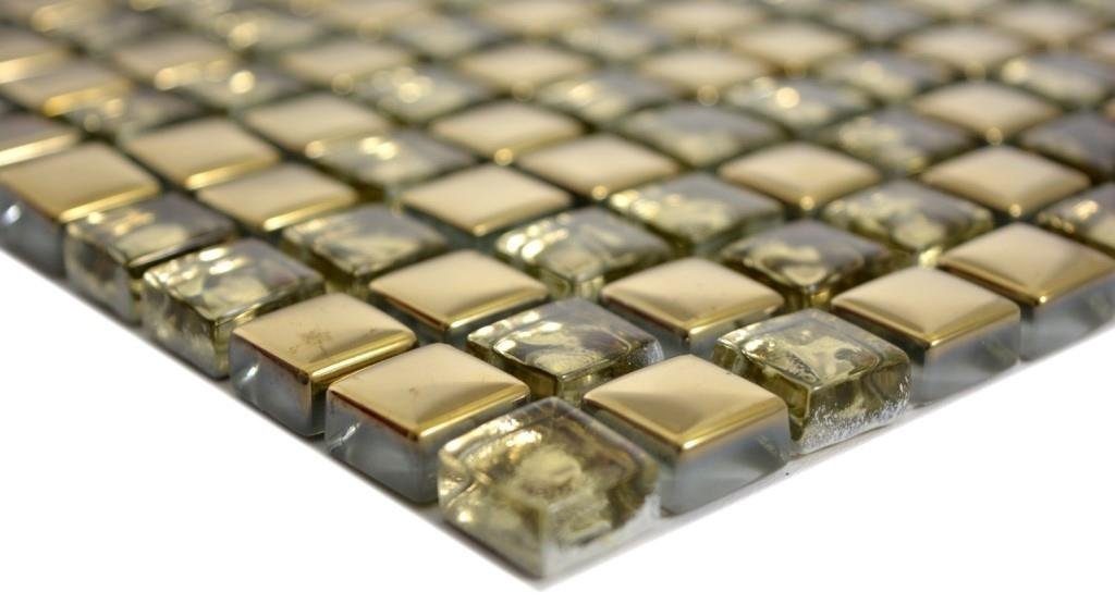 Mosani Mosaikfliesen Glasmosaik Crystal Mosaikfliesen gold glänzend / 10 Matten