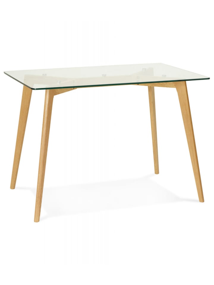 KADIMA DESIGN Glastisch Schreibtisch mit Holzbeinen | Moderner Designertisch günstig kaufen onesize