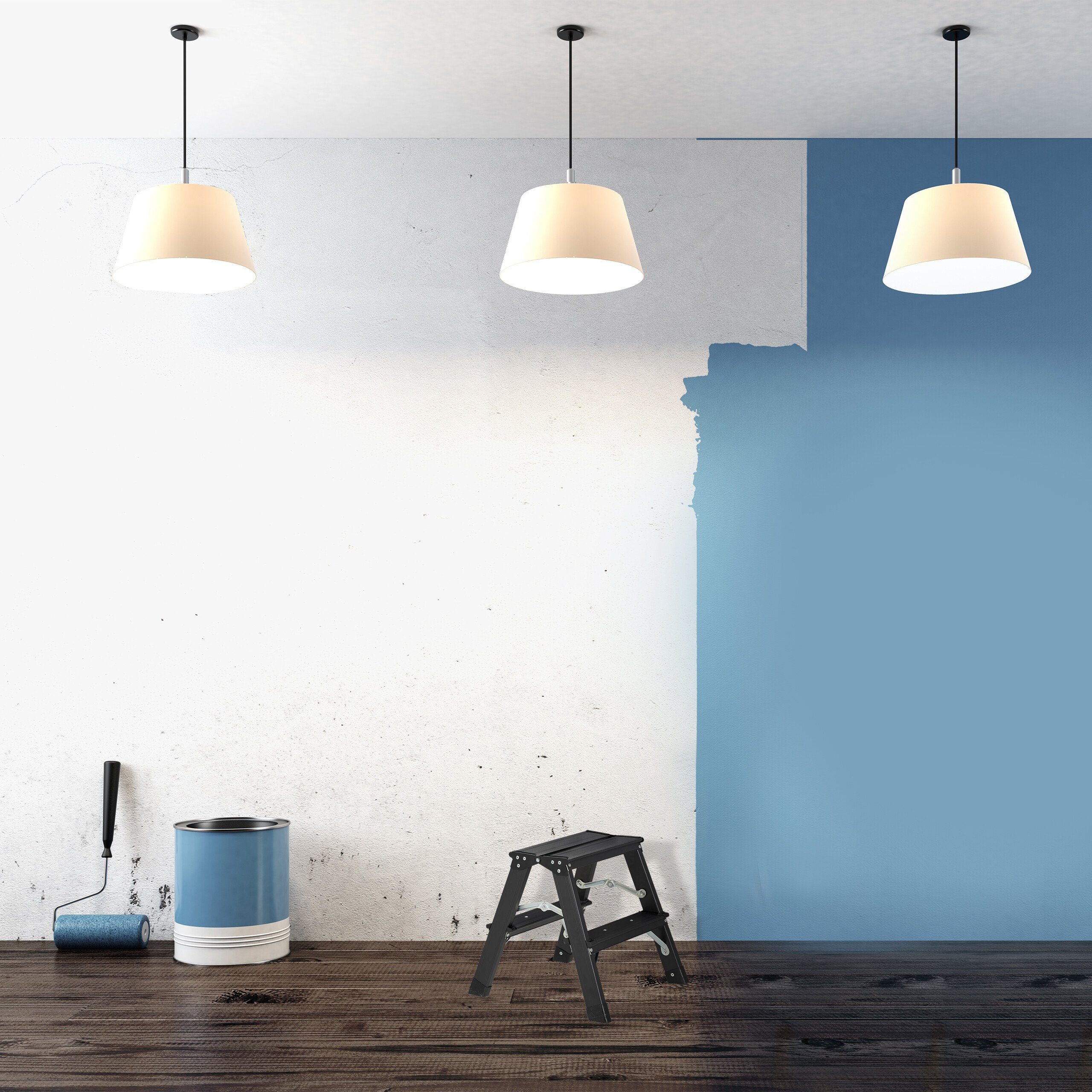 relaxdays Bockleiter Klappbare Trittleiter aus Aluminium, 2 Stufen