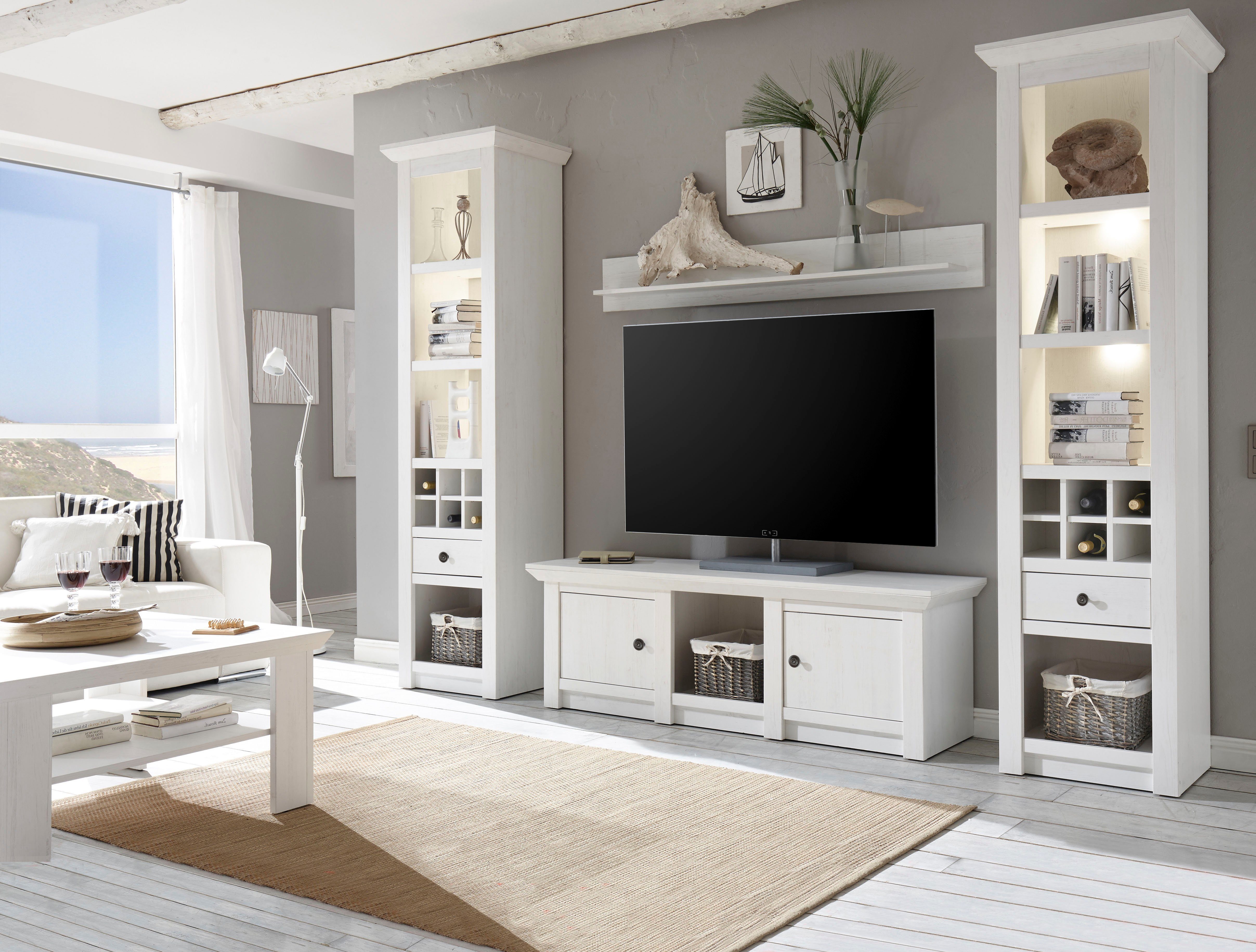Home affaire Wohnwand California, (Set, 4-St), bestehend aus 2 Standregale, Lowboard, Wandregal