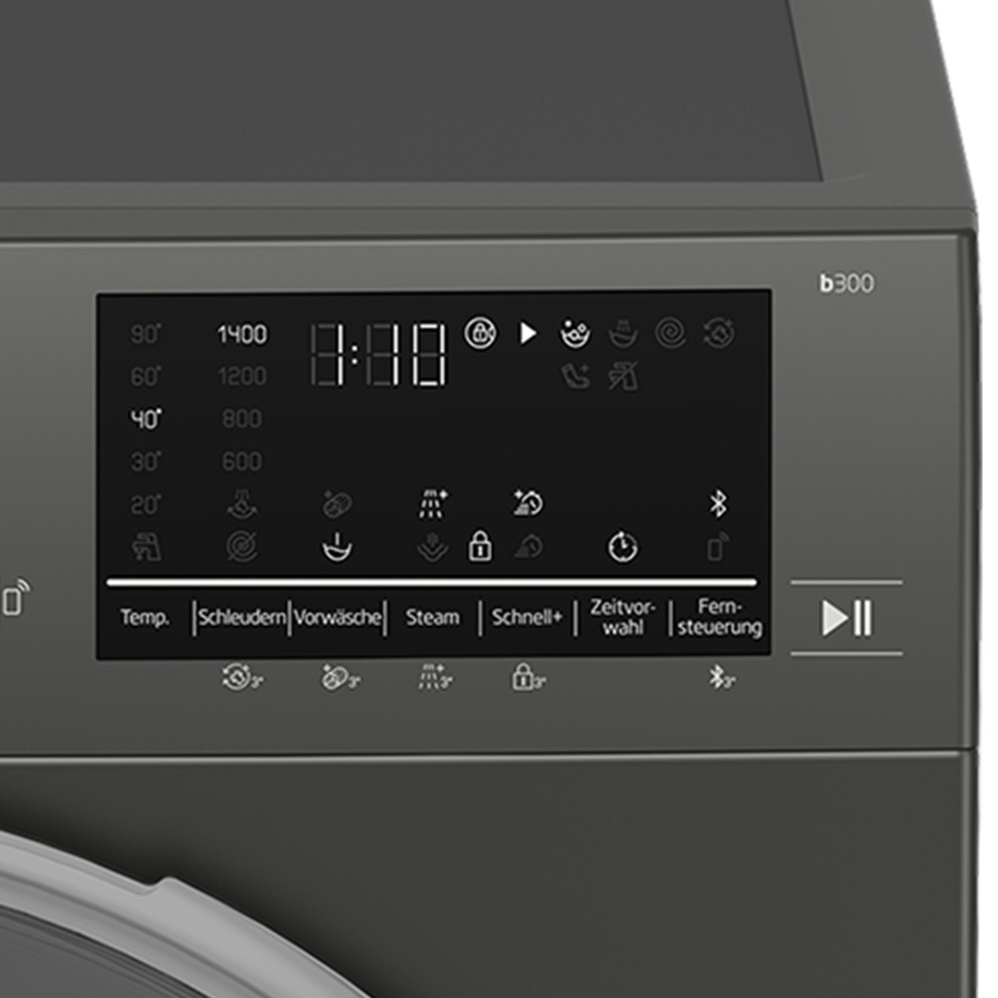 BEKO Waschmaschine B3WFT59415M, 9 kg, 1400 U/min, HomeWhiz, Bluetooth, Dampffunktion, Nachlegefunktion