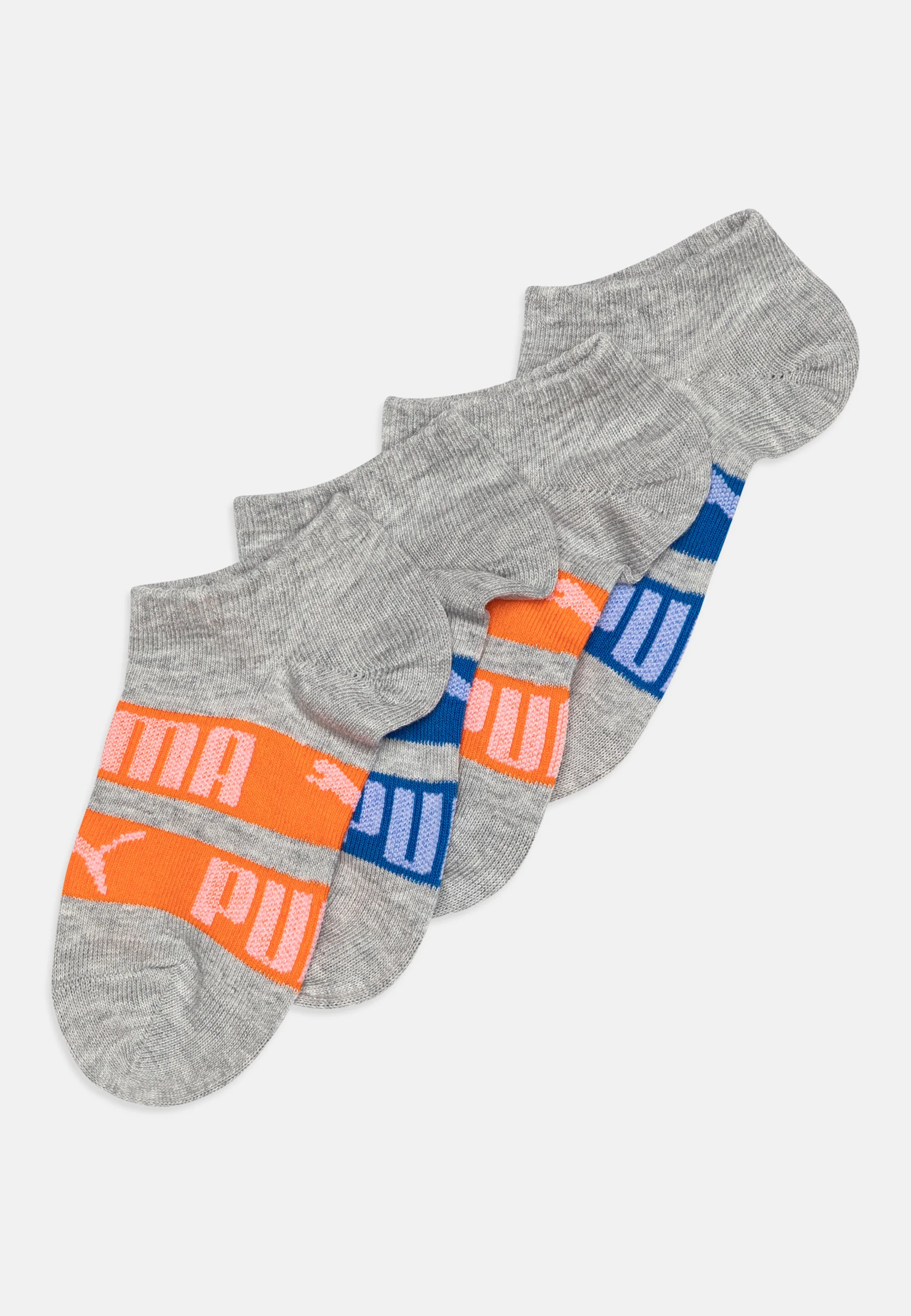 Calcetines Puma con rayas y logotipo para niños, unisex, paquete de 4
