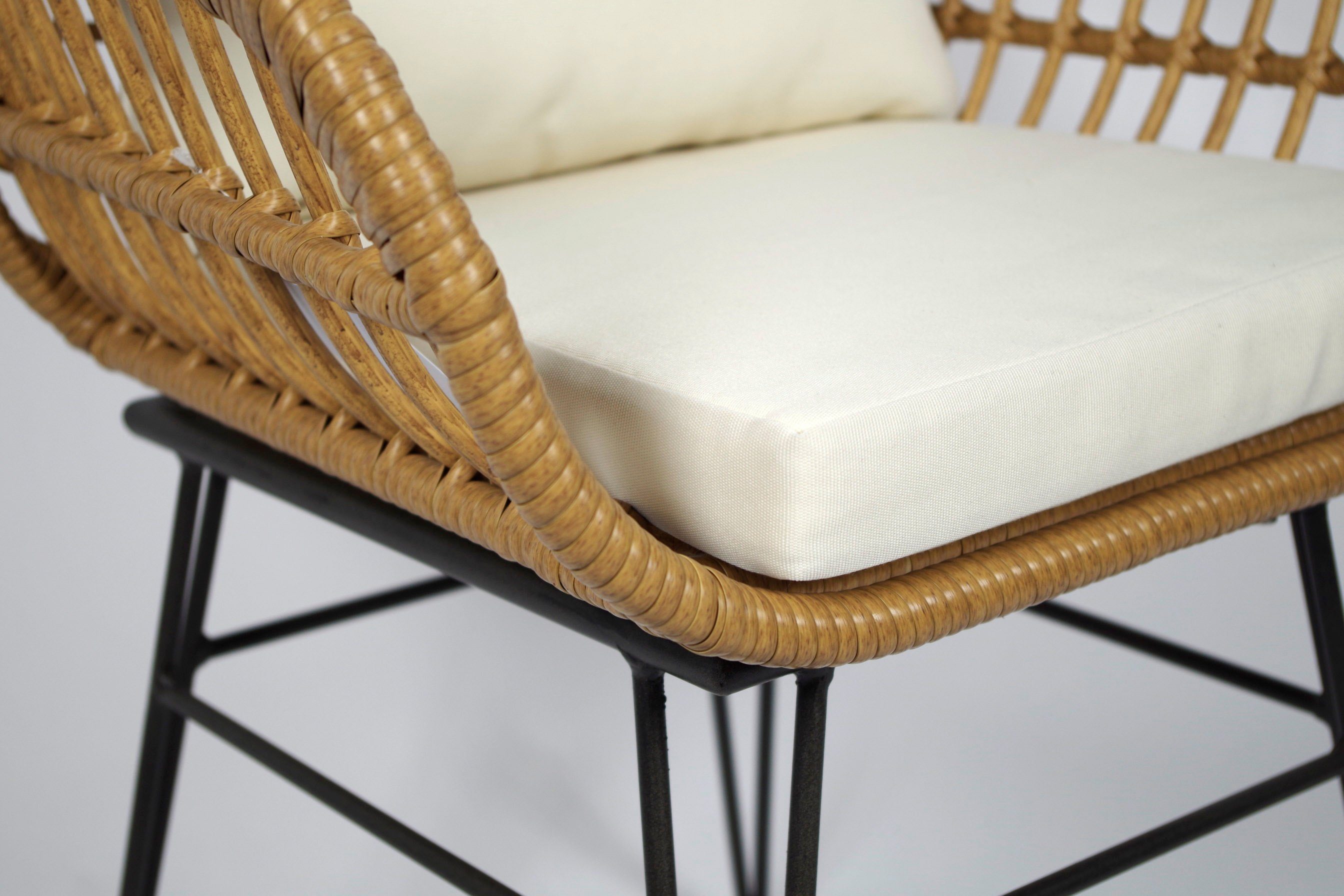 Kobolo 4-Fußstuhl Gartensessel Gartenstuhl RETRO inklusive Kissen (Polyrattan, 1 St)