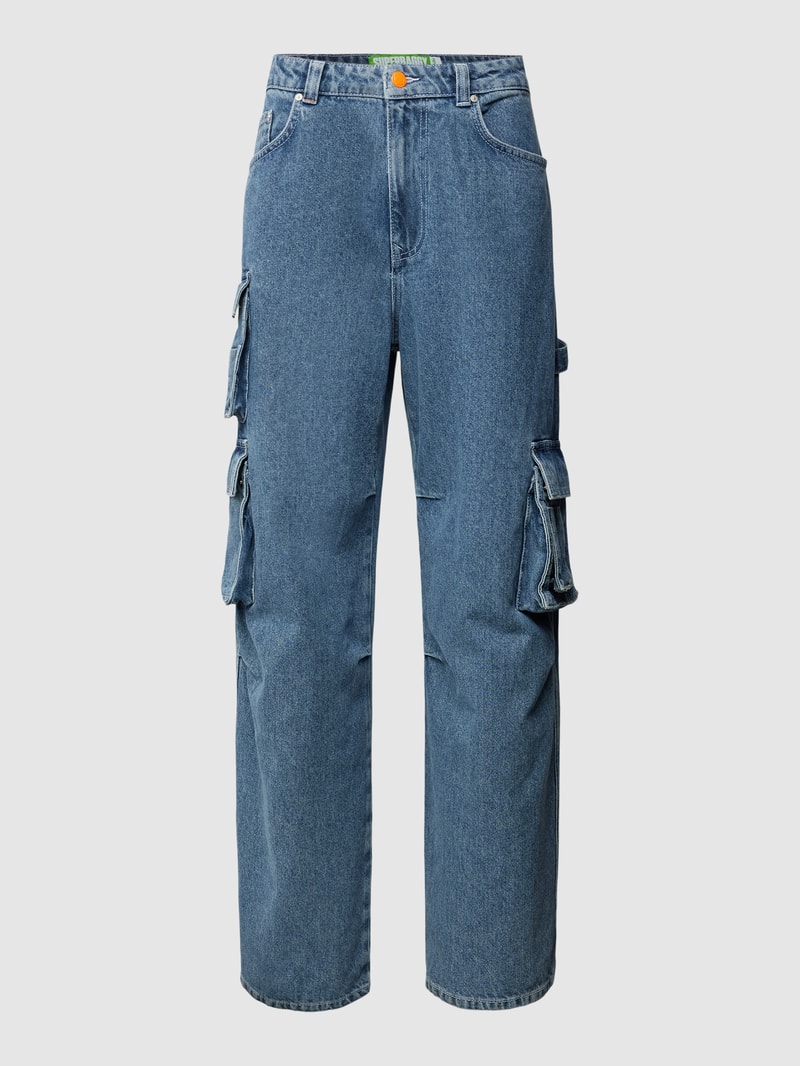 Super Baggy Fit Jeans mit aufgesetzten Taschen in blau
