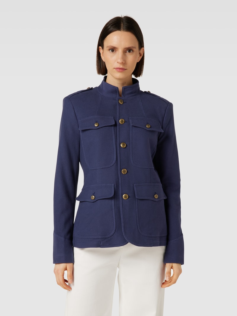 Blazer mit Pattentaschen und Knopfleiste in marineblau